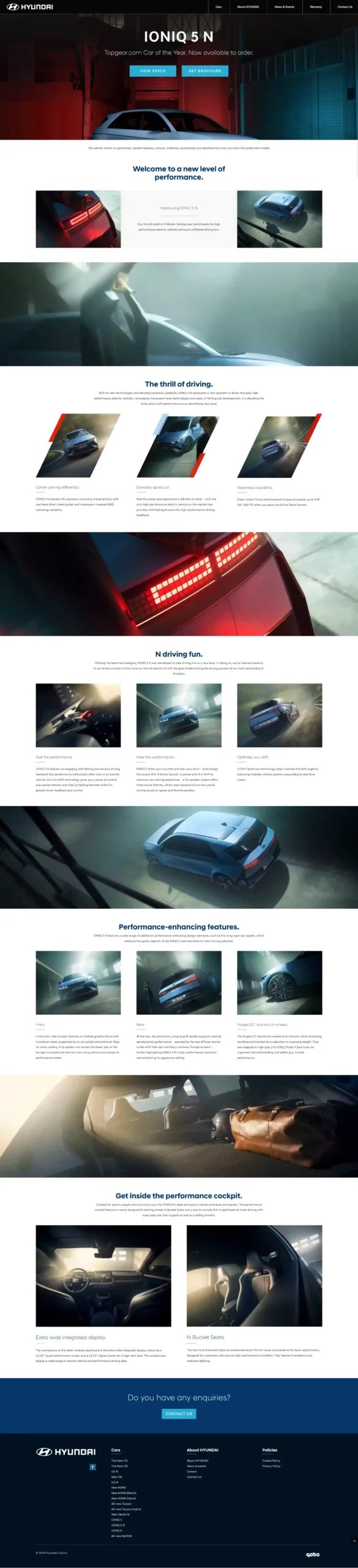 Hyundai Cyprus Website Redesign with visual aesthetics and CTAs