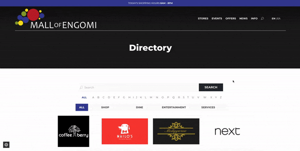 Mall of Engomi Website with store directory